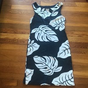 Banana Republic Black and White Leaf Print Dress